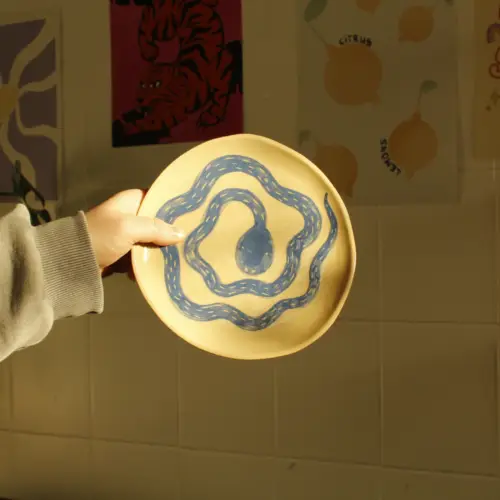 Round Plates with Blue Snakes - Image 2