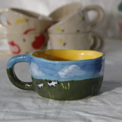 handmade a mug with cows