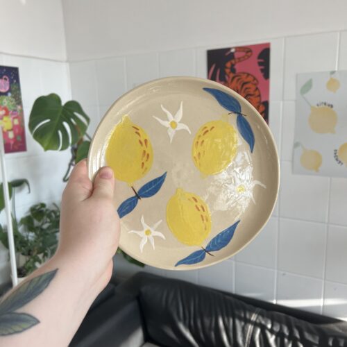 Handmade Ceramic Plate with Lemons