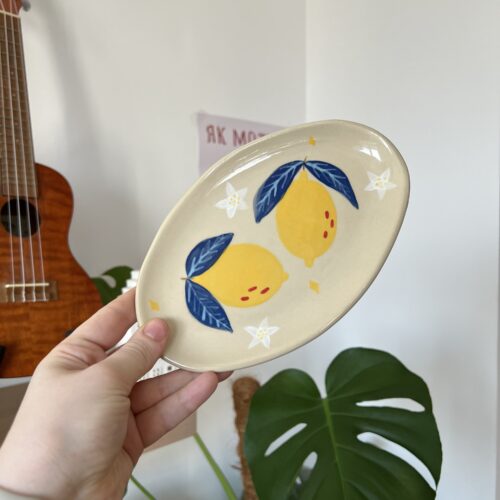 Oval Plate with Lemons