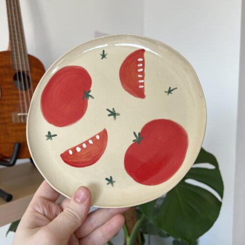 Handmade Ceramic Plate with Tomatoes